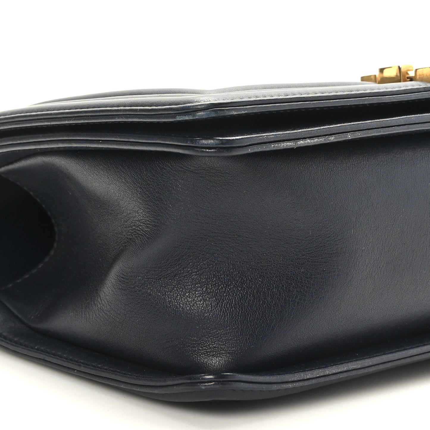 Caviar Suede Calfskin Chevron Medium Boy Flap Navy