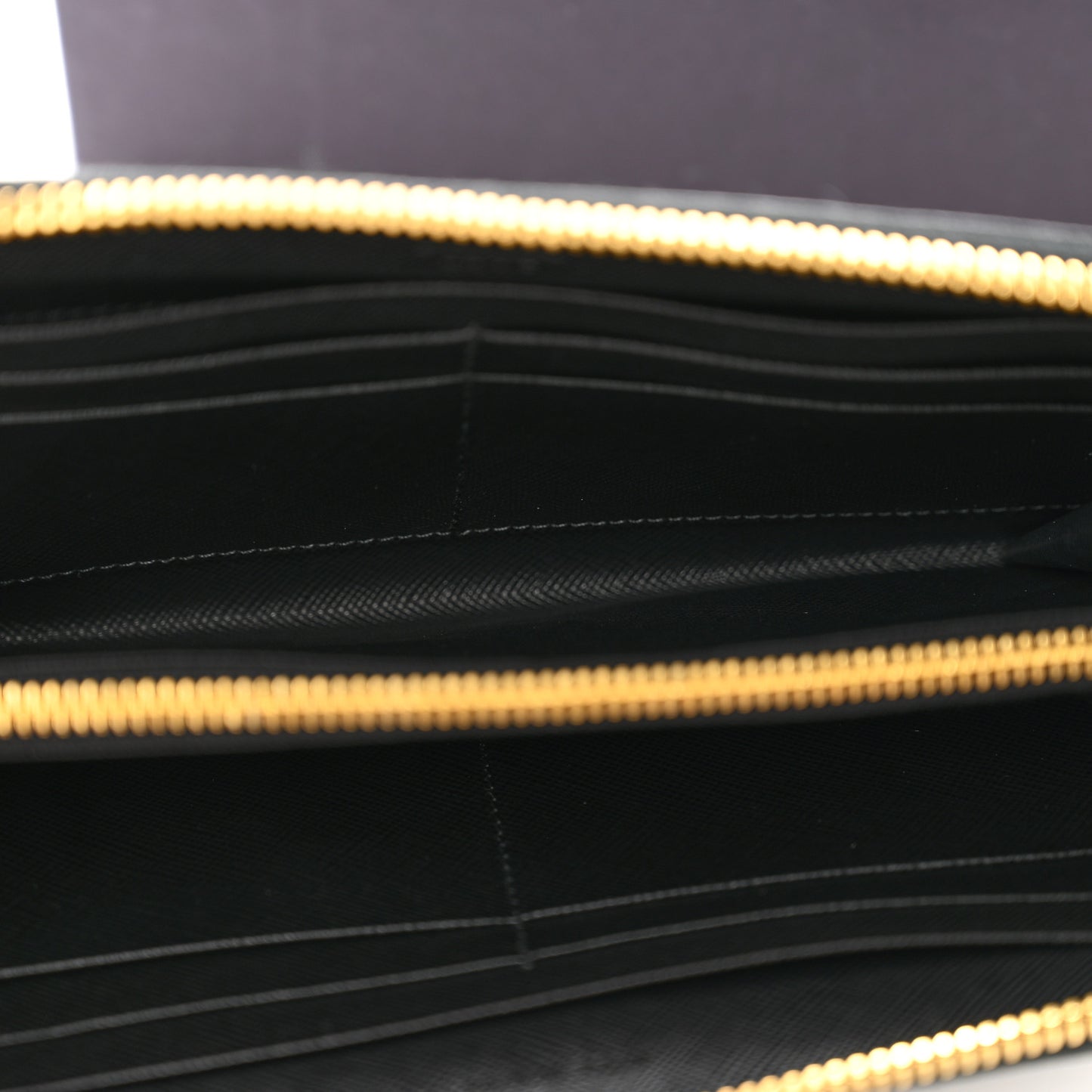 Saffiano Metal Zip Around Wallet Black