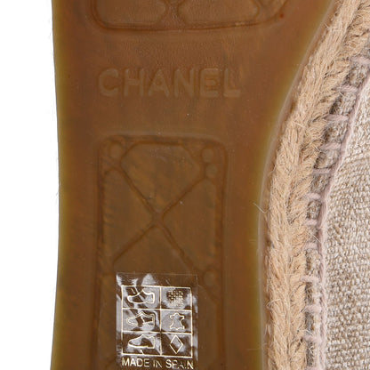 Chanel Toile Sequin CC Espadrilles 37 Beige Black 6 of 18