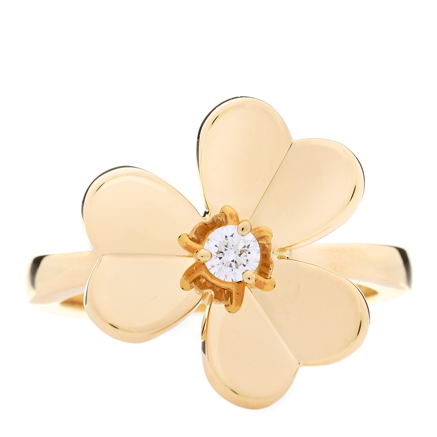 Van Cleef & Arpels 18K Yellow Gold Diamond Small Frivole Ring 51 5.75 1 of 6