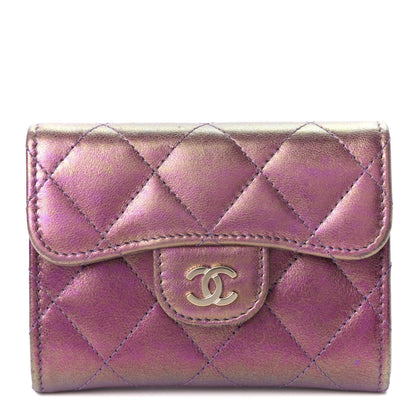 Chanel Iridescent Lambskin Quilted Flap Card Holder Purple 1 of 9