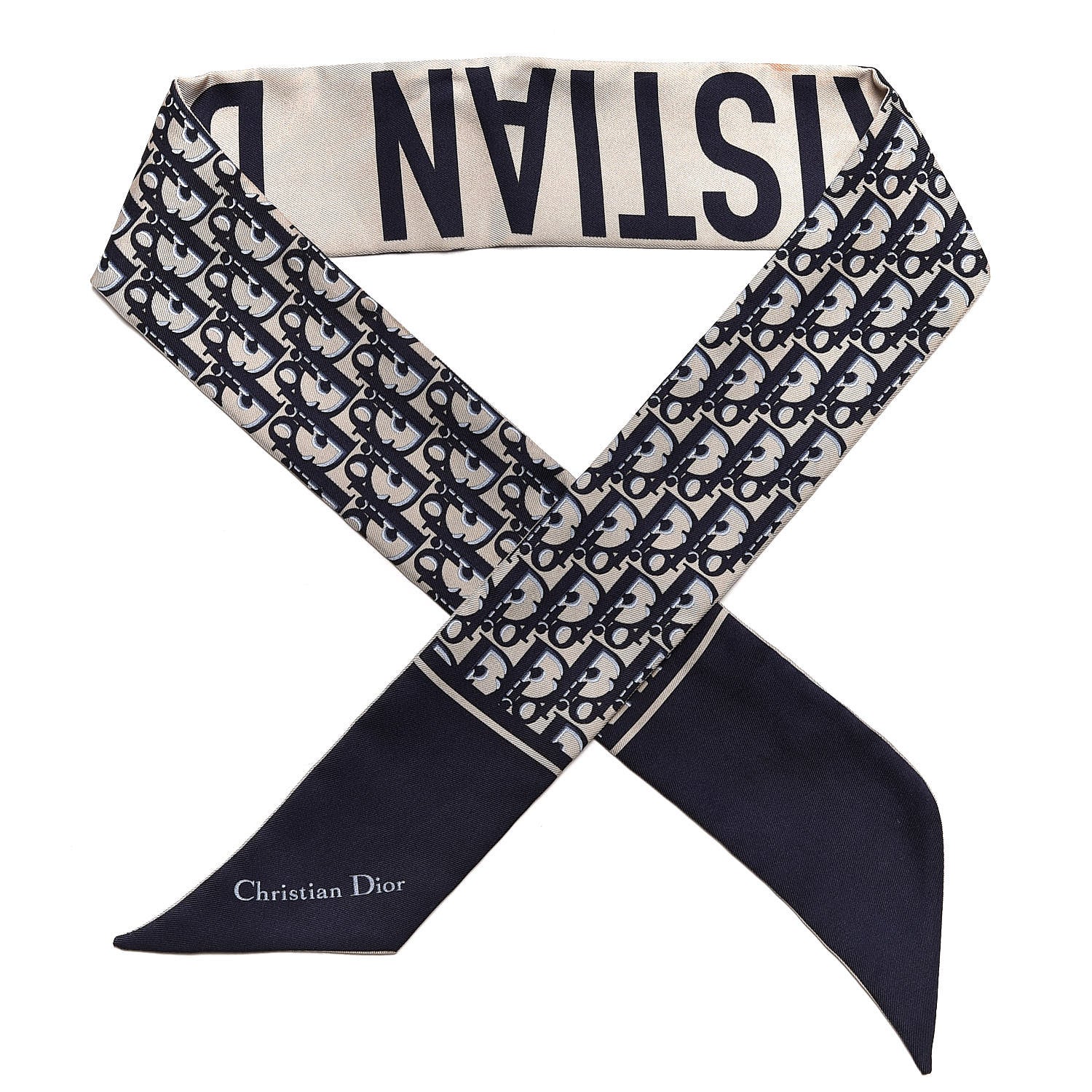 Christian Dior Silk Oblique Mitzah Scarf Blue 1 of 4
