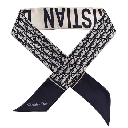 Christian Dior Silk Oblique Mitzah Scarf Blue 1 of 4