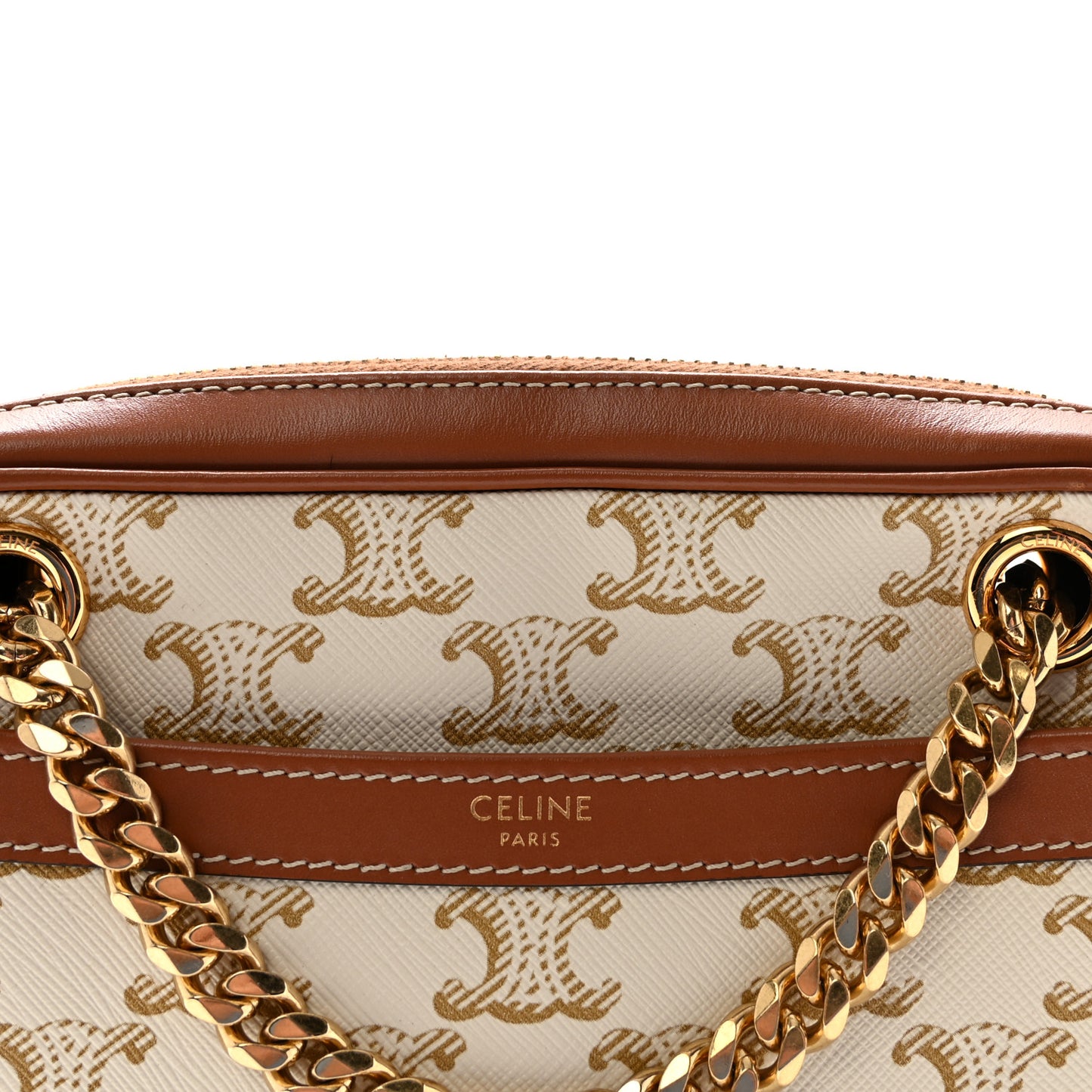Calfskin Triomphe Canvas Small Patapans White