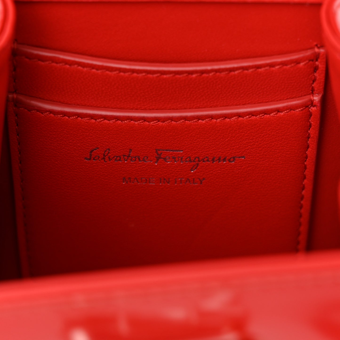 Brushed Off Calfskin Micro Iconic Top Handle Bag Flame Red