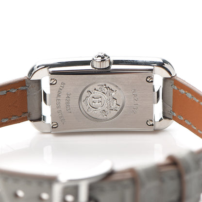 Hermes Stainless Steel Alligator Diamond 17mm Nantucket Quartz Watch Etoupe 4 of 5