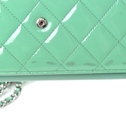 Chanel Patent Quilted Wallet On Chain WOC Green 9 of 18