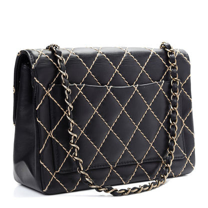 Chanel Calfskin Wild Stitch Jumbo Flap Black 3 of 9