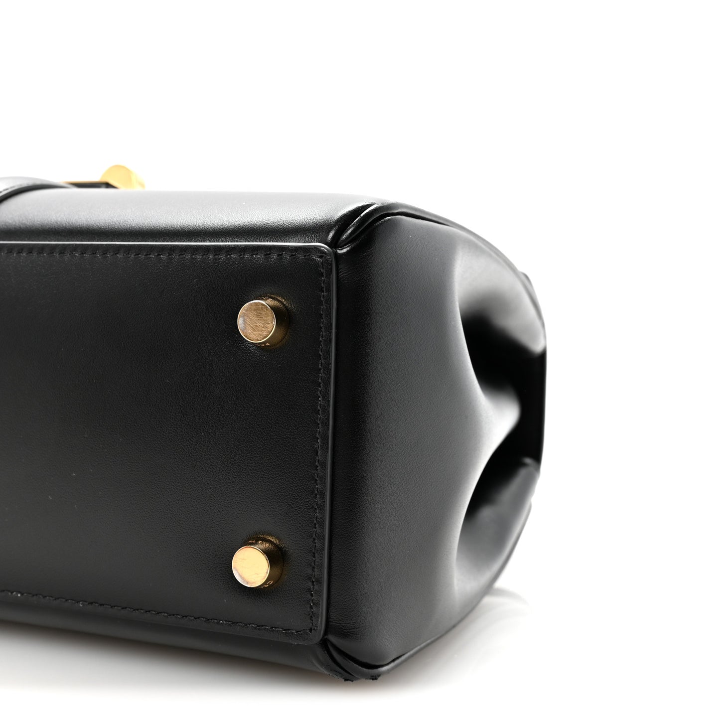 Satinated Calfskin Small 16 Top Handle Bag Black