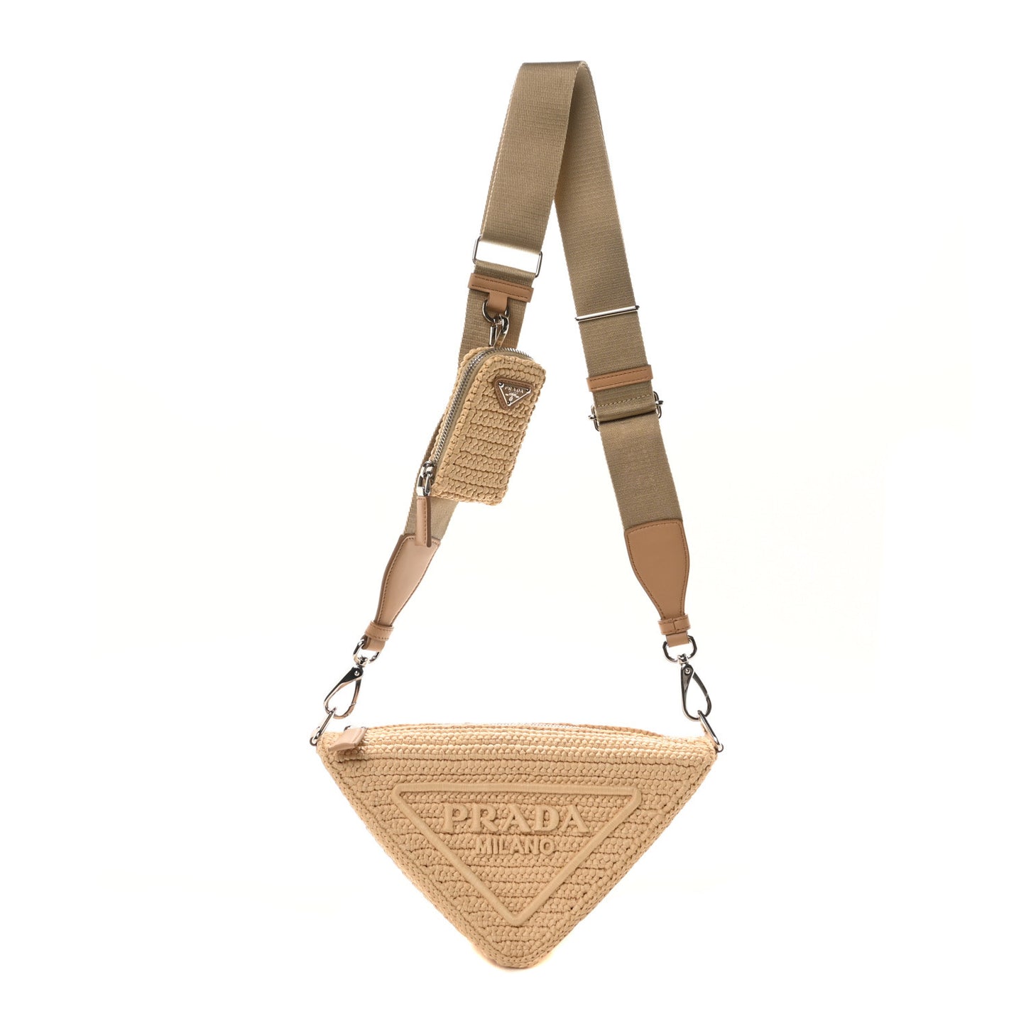 Yarn Raffia Effect Crochet Triangle Shoulder Bag Naturale