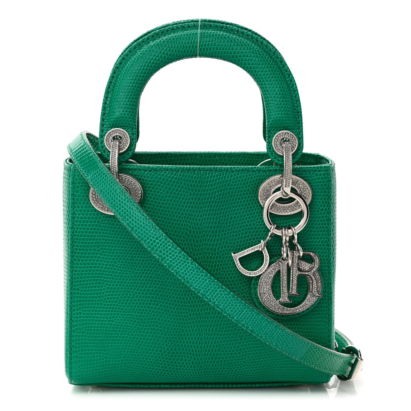 Lizard Swarovski Crystal Mini Lady Dior Green