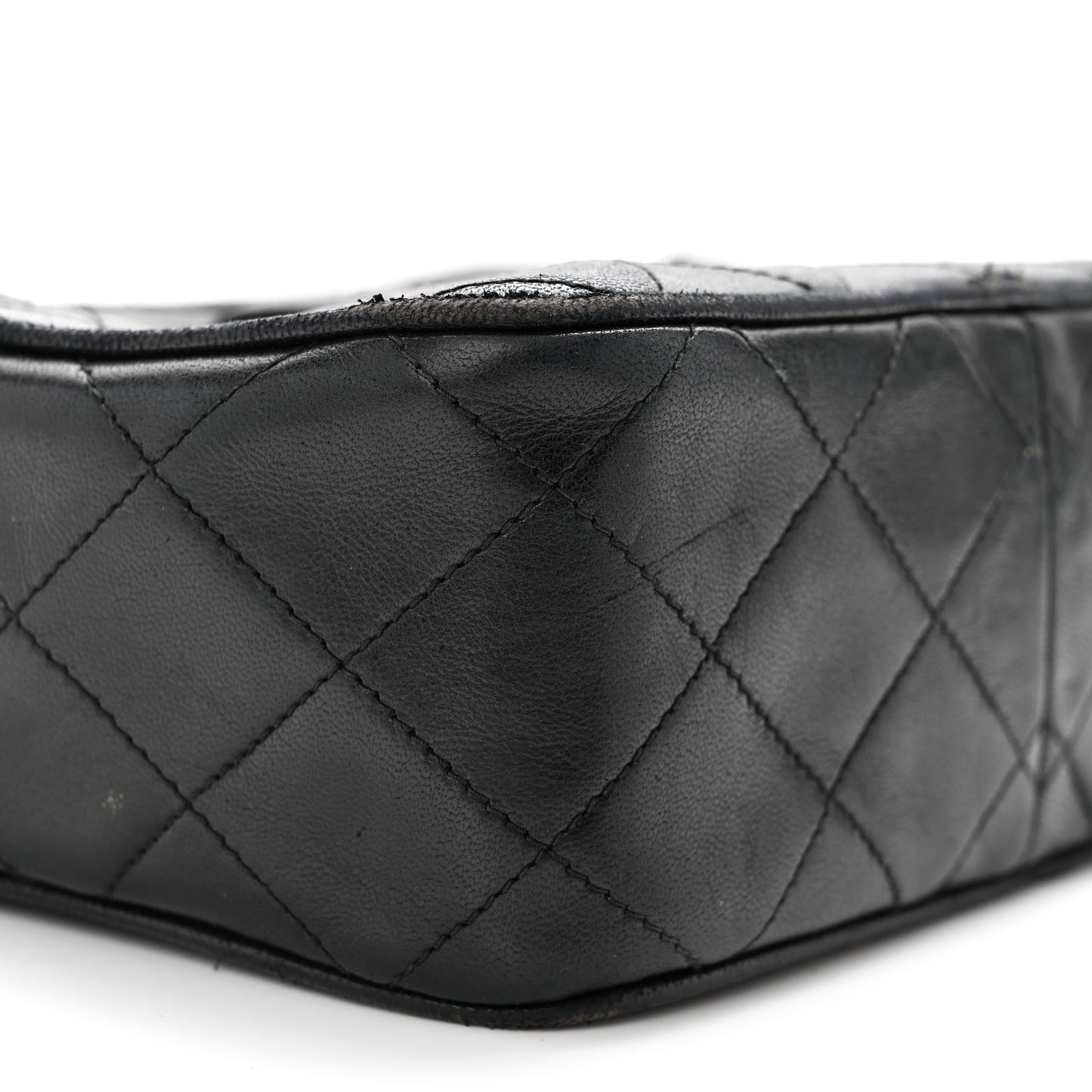 Lambskin Quilted CC Tassel Camera Case Black