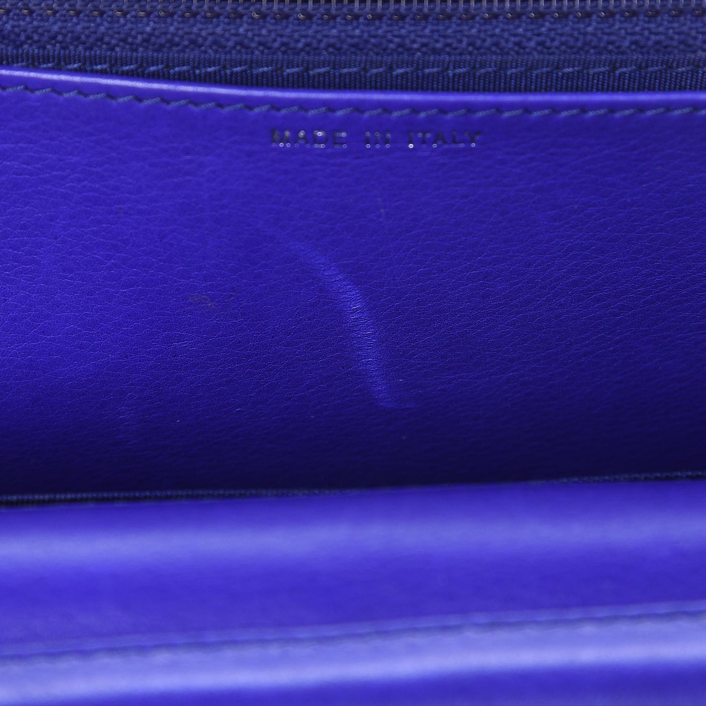 Calfskin Quilted Fancy CC Wallet On Chain WOC Blue