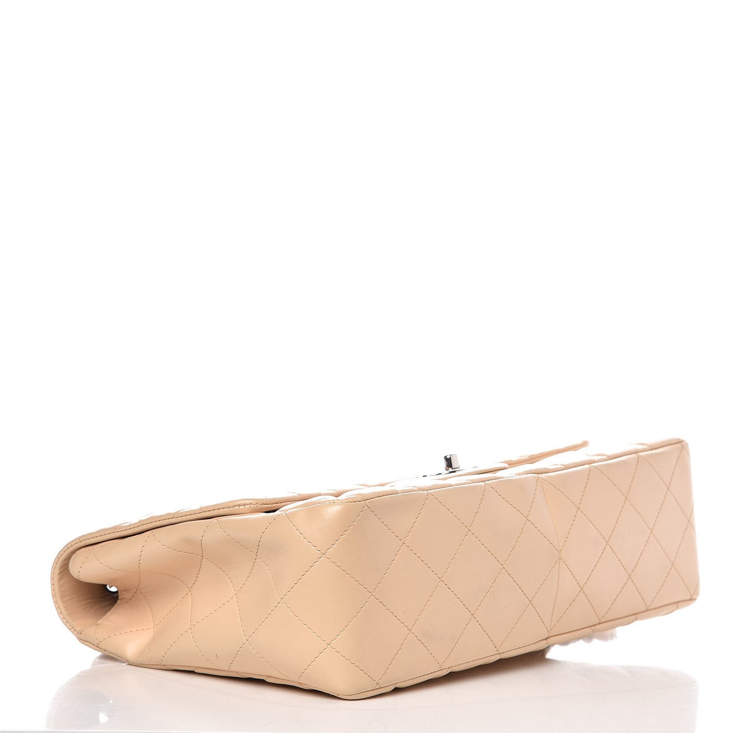 Lambskin Quilted Jumbo Single Flap Beige