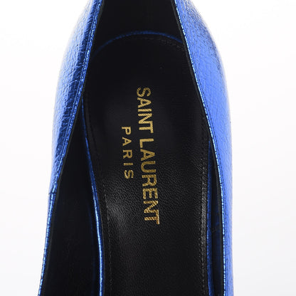 Saint Laurent Metallic Cracked Goatskin Anja 105 Pumps 37 Blue 7 of 8