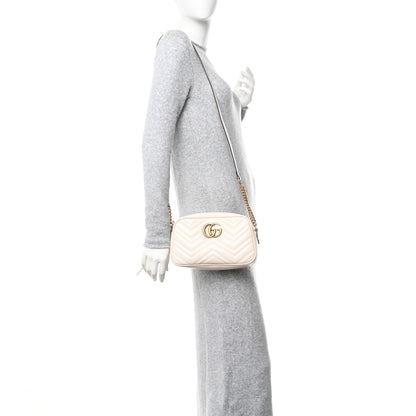 Gucci Calfskin Matelasse Small GG Marmont Chain Shoulder Bag White 2 of 10