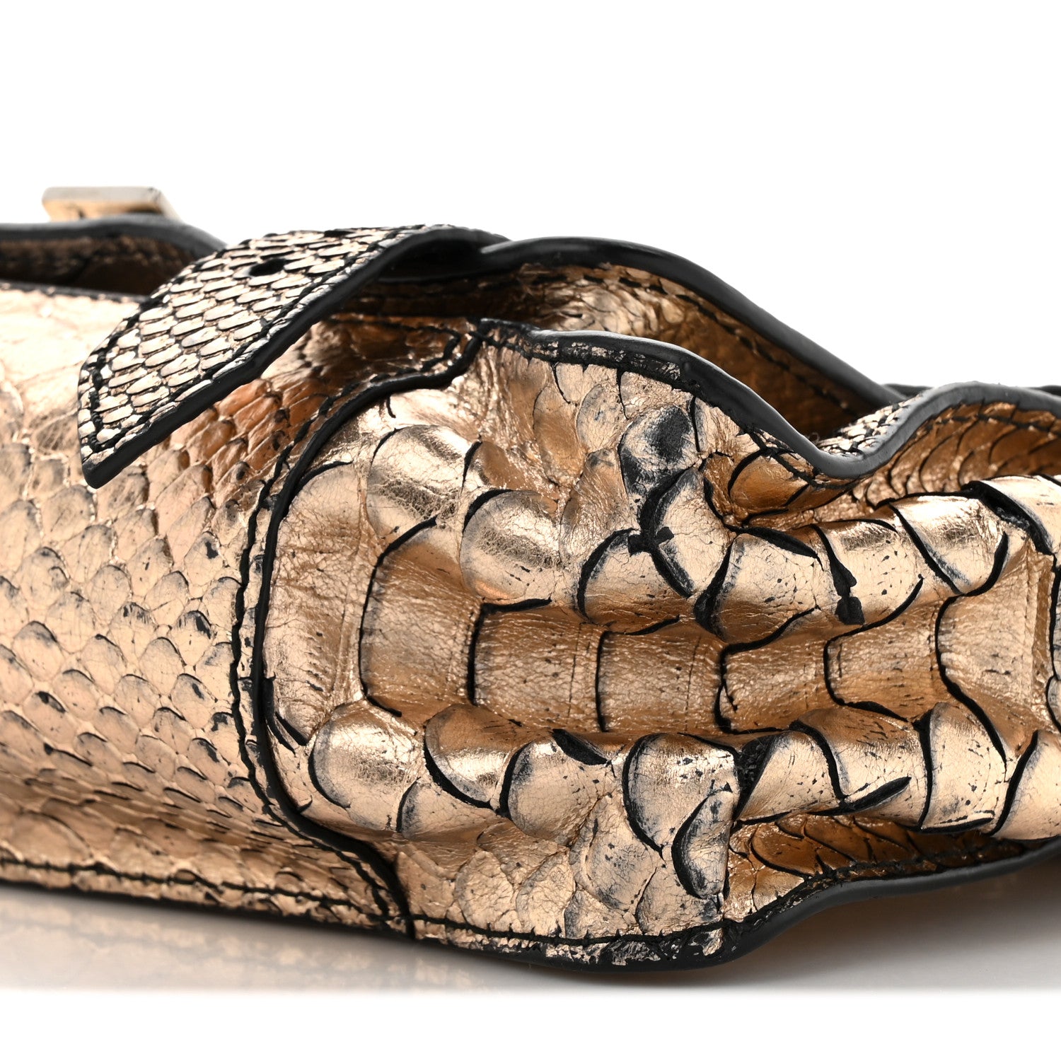Proenza Schouler Metallic Snakeskin Calfskin Embossed Tiny PS1 Satchel Rose Gold 9 of 11