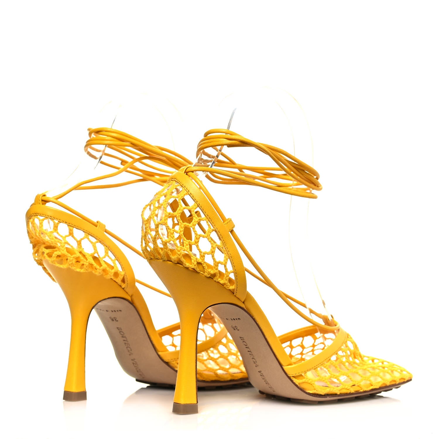 Bottega Veneta Mesh Nappa Stretch Ankle Tie Sandals 35 Egg Yolk 4 of 8