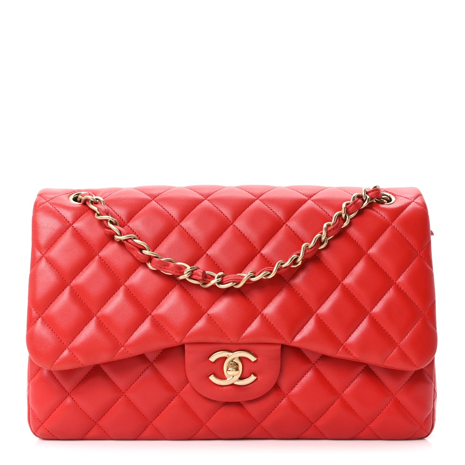 Chanel Lambskin Quilted Jumbo Double Flap Red 1 of 10
