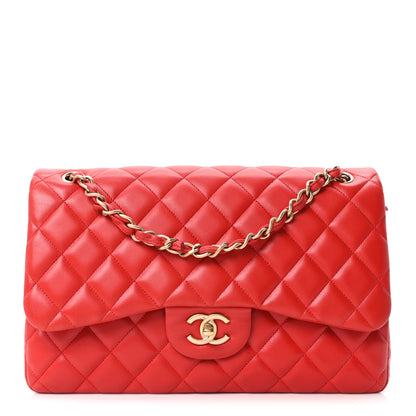 Chanel Lambskin Quilted Jumbo Double Flap Red 1 of 10