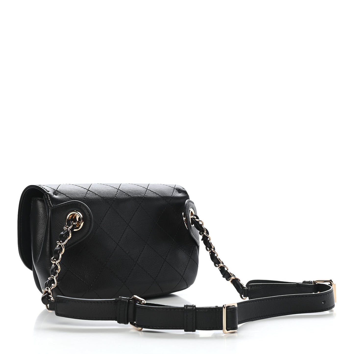 Calfskin Stitched Coco Curve Waist Bag Black