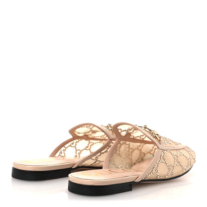 Gucci Patent Mesh Crystal GG Monogram Womens Princetown Slippers 37.5 Ivory 5 of 11