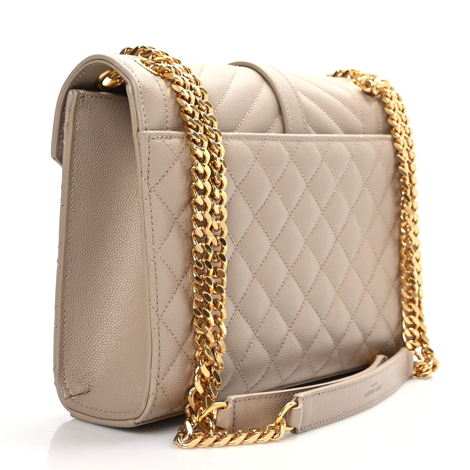 Saint Laurent Grain De Poudre Textured Mixed Matelasse Medium Triquilt Monogram Satchel Dark Beige 3 of 8