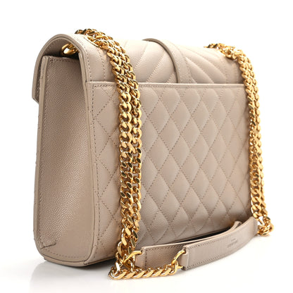Saint Laurent Grain De Poudre Textured Mixed Matelasse Medium Triquilt Monogram Satchel Dark Beige 3 of 8
