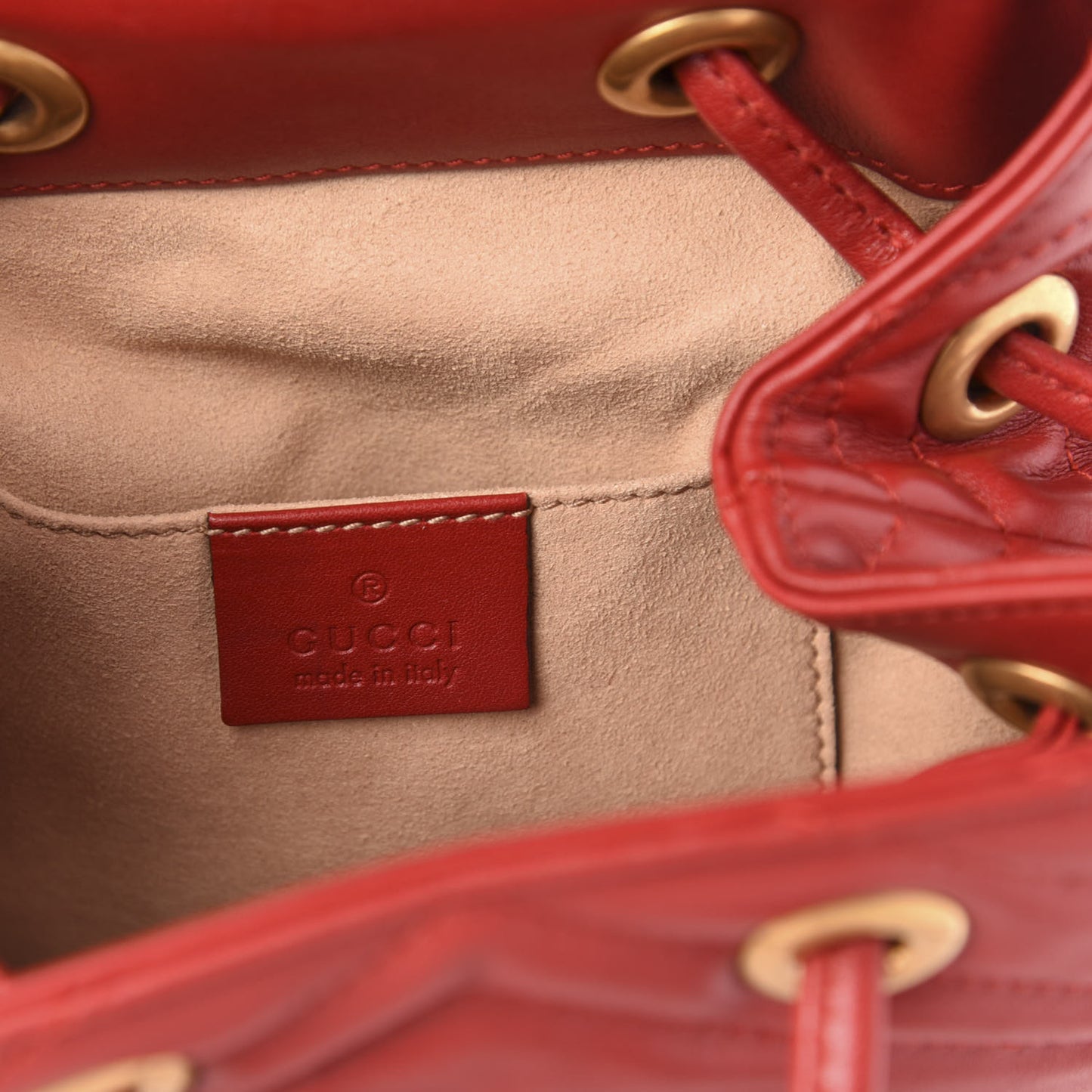 Calfskin Matelasse GG Marmont Flap Backpack Hibiscus Red