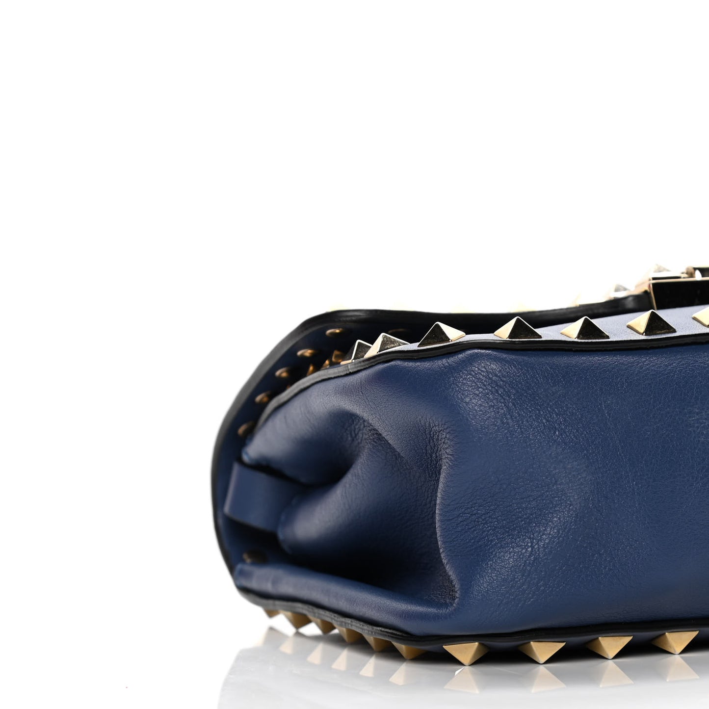 Vitello Mini Rockstud Flap Saddle Crossbody Bag Indigo