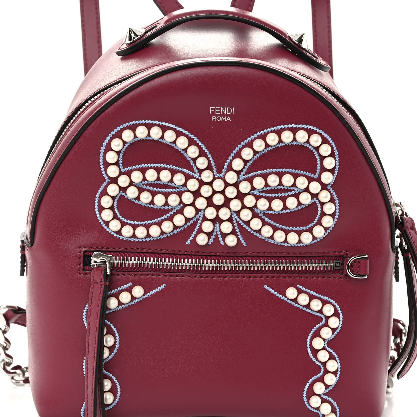 Vitello Liberty Pearl Romantic Bow Mini Backpack Black Cherry