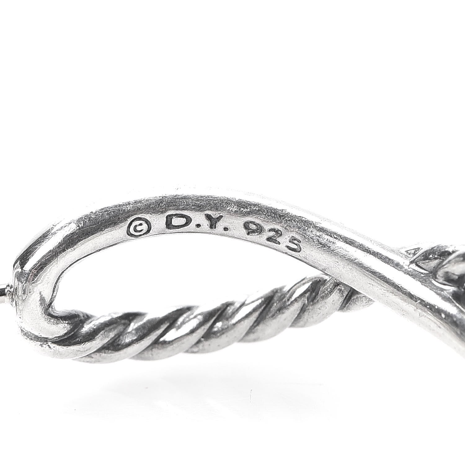 David Yurman Sterling Silver Crossover Cable Hoop Earrings 4 of 4