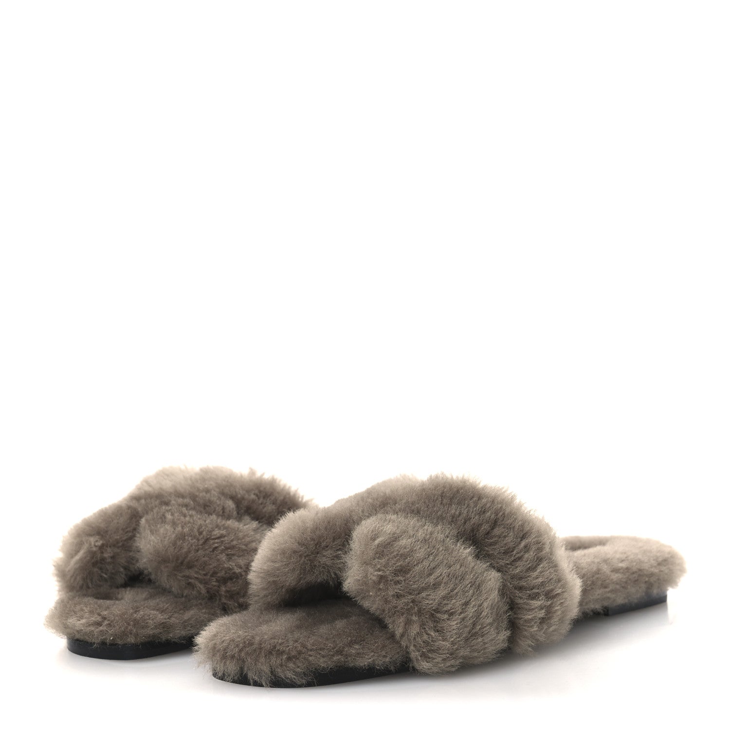 Hermes Woolskin Oran Sandals 38.5 Etoupe 4 of 9