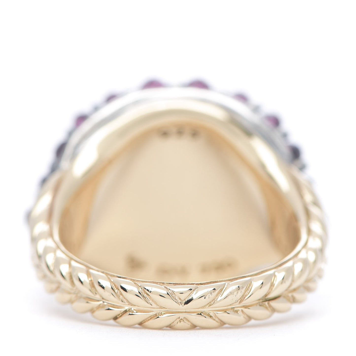 Sterling Silver 18K Yellow Gold Rhodolite Garnet Osetra Cable Berries Pinky Ring 45 3.5
