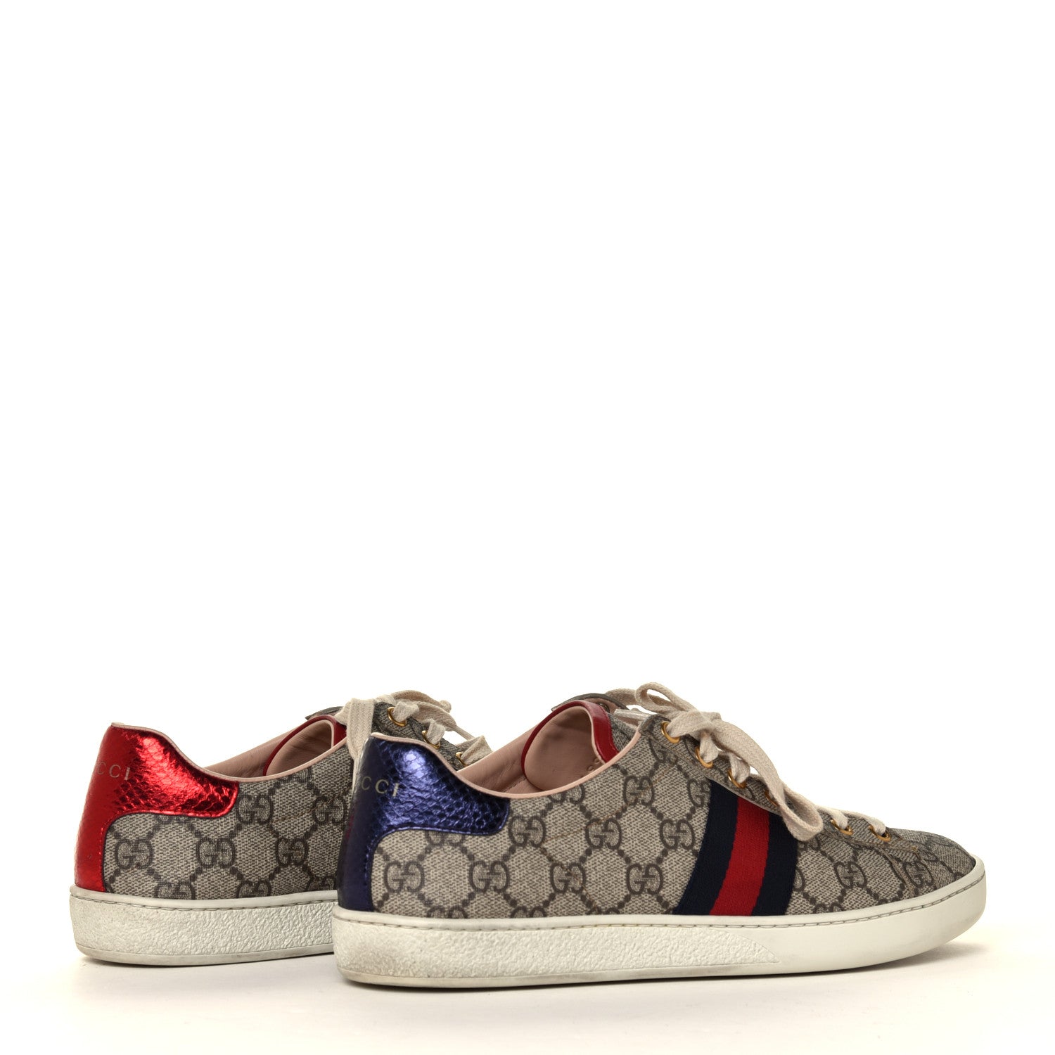 Gucci GG Supreme Monogram Ayers Web Womens Ace Sneakers 39 Beige 8 of 12