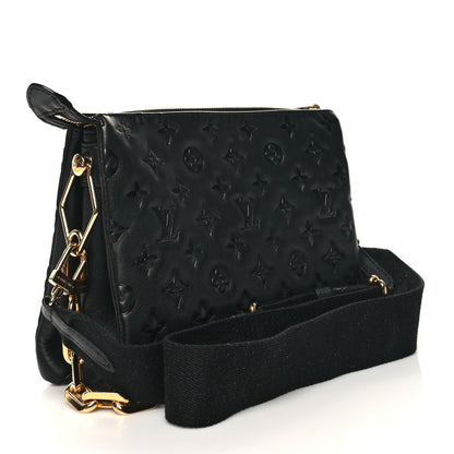 Louis Vuitton Lambskin Embossed Monogram Coussin PM Black 3 of 15