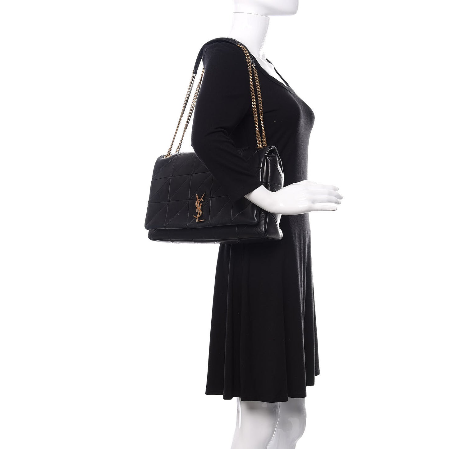 Lambskin Patchwork Monogram Large Jamie Black
