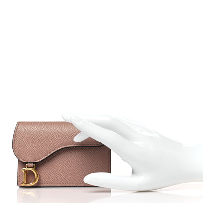 Christian Dior Grained Calfskin Saddle Card Holder Blush 2 of 8