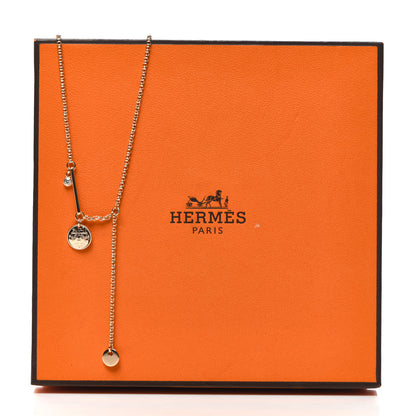 Hermes 18K Rose Gold Diamond TPM Ex-Libris Pendant Necklace 5 of 5