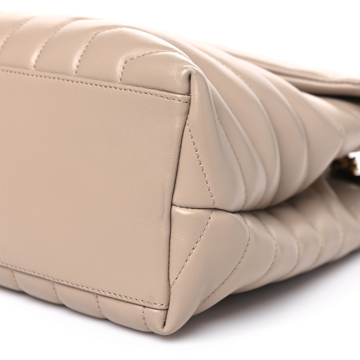 Calfskin Y Quilted Monogram Medium Loulou Chain Satchel Dark Beige