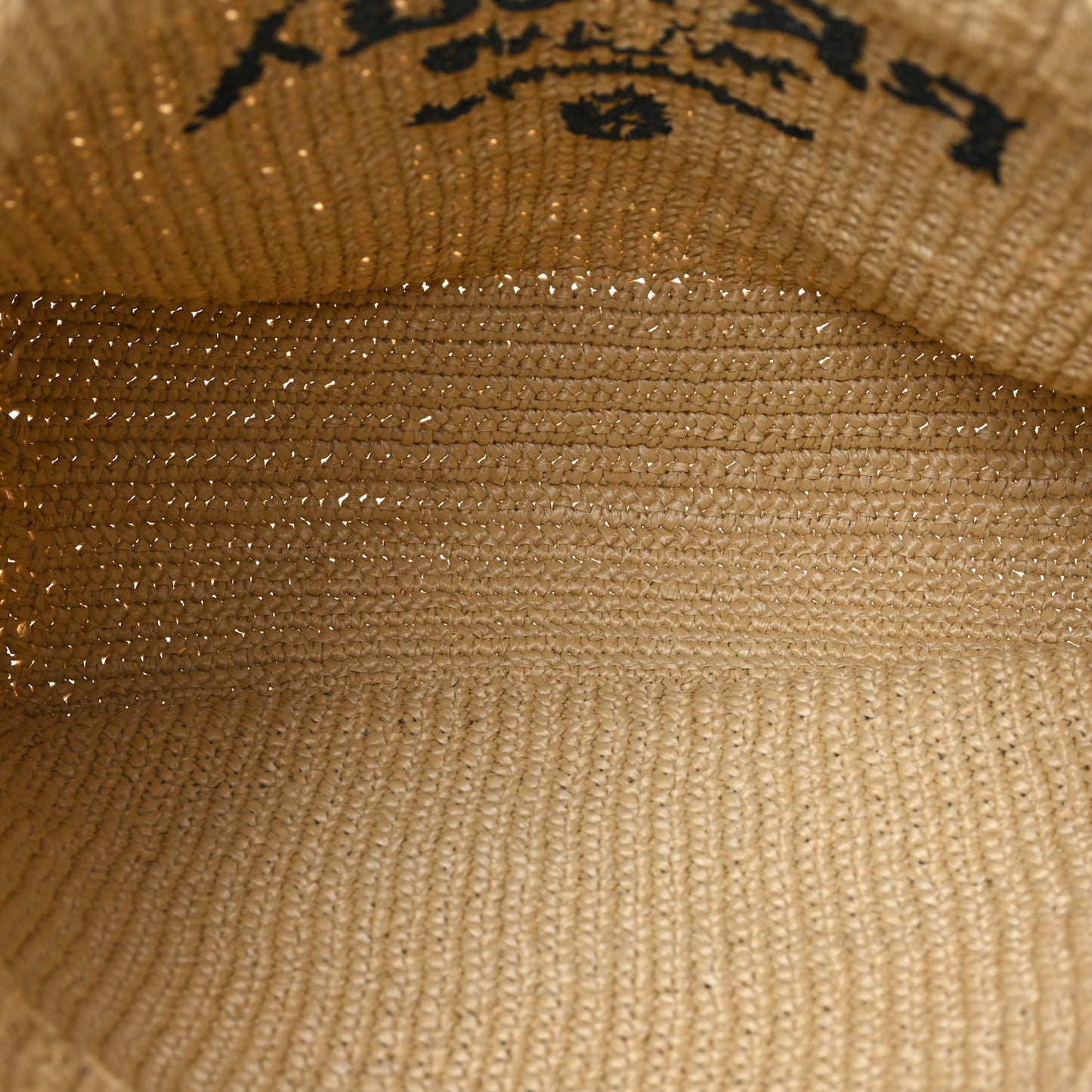 Yarn Raffia Effect Crochet Embroidered Logo Tote Naturale