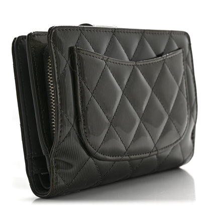 Chanel Striated Patent CC French Wallet Dark Grey 3 of 11