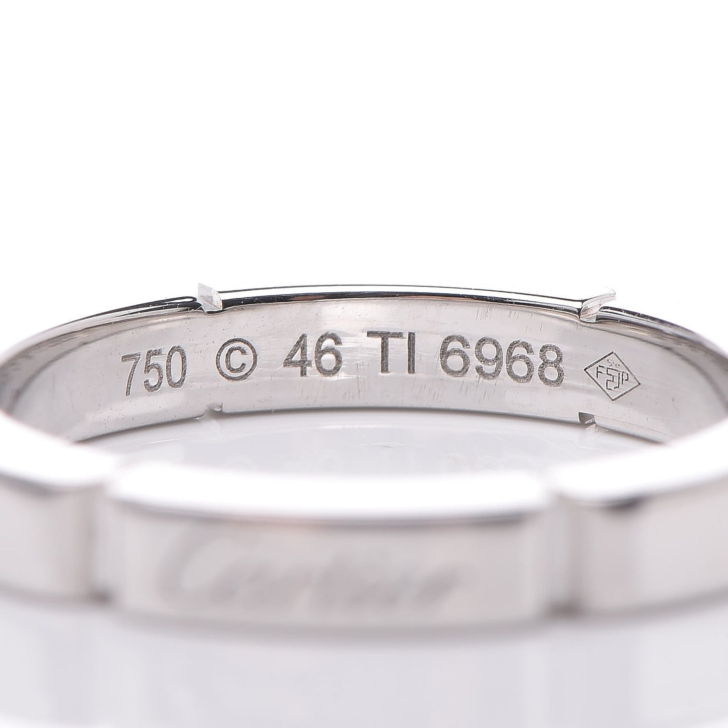 18K White Gold 2.5mm Maillon Panthere Wedding Band Ring 46 3.75