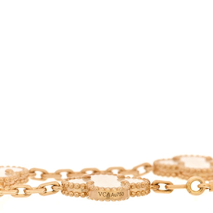 Van Cleef & Arpels 18K Yellow Gold Mother of Pearl 5 Motifs Vintage Alhambra Bracelet 4 of 4