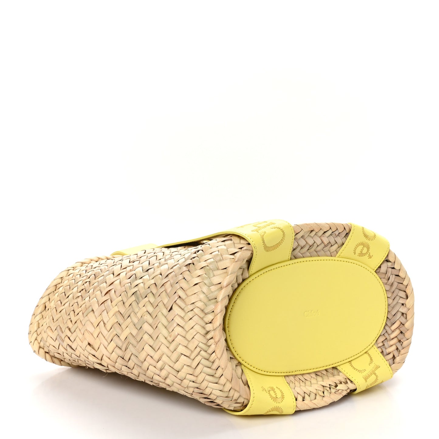 Raffia Smooth Calfskin Medium Sense Basket Daffodil Yellow