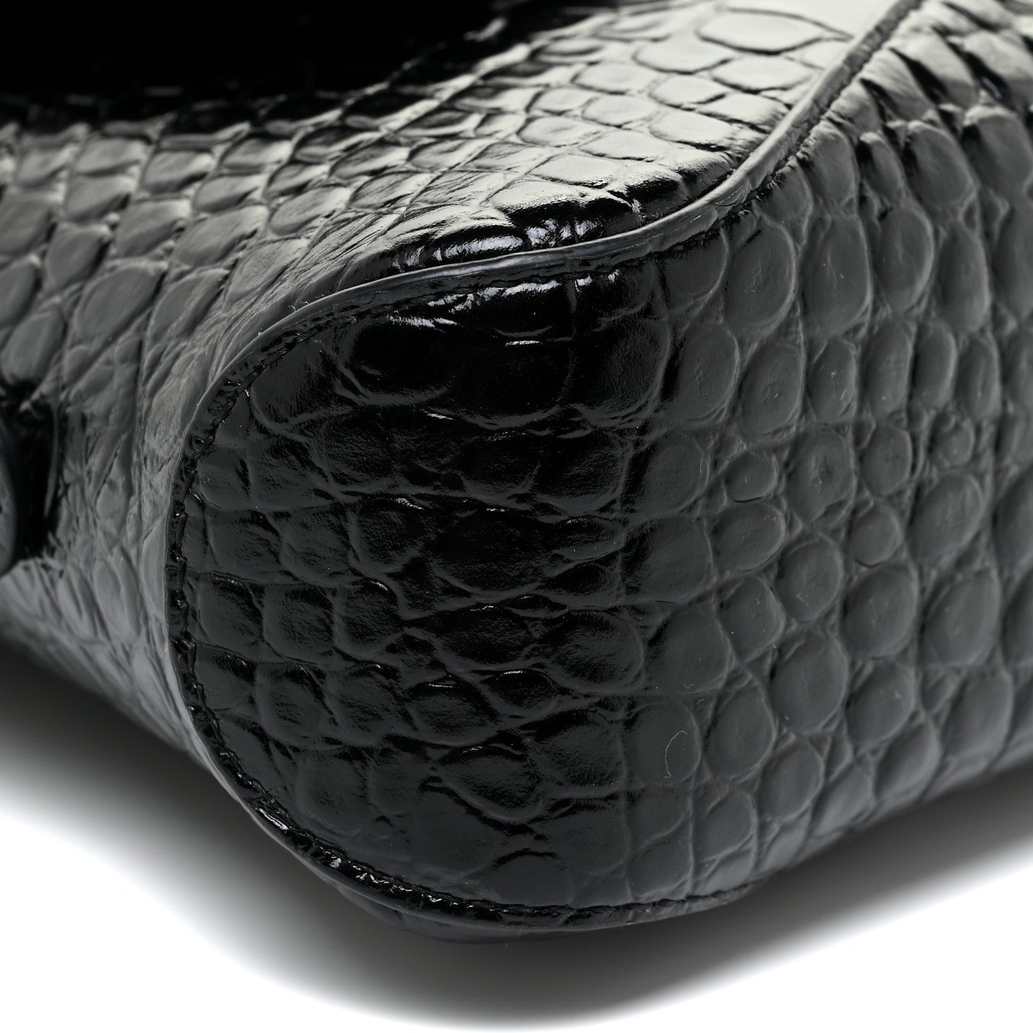 Balenciaga Shiny Super Supple Calfskin Crocodile Embossed Medium XX Flap Bag Black 8 of 12