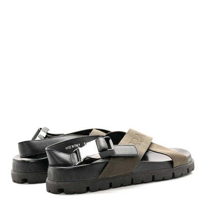 Prada Re-Nylon Mens Tape Crisscross Slingback Slide Sandals 38.5 Green 4 of 20