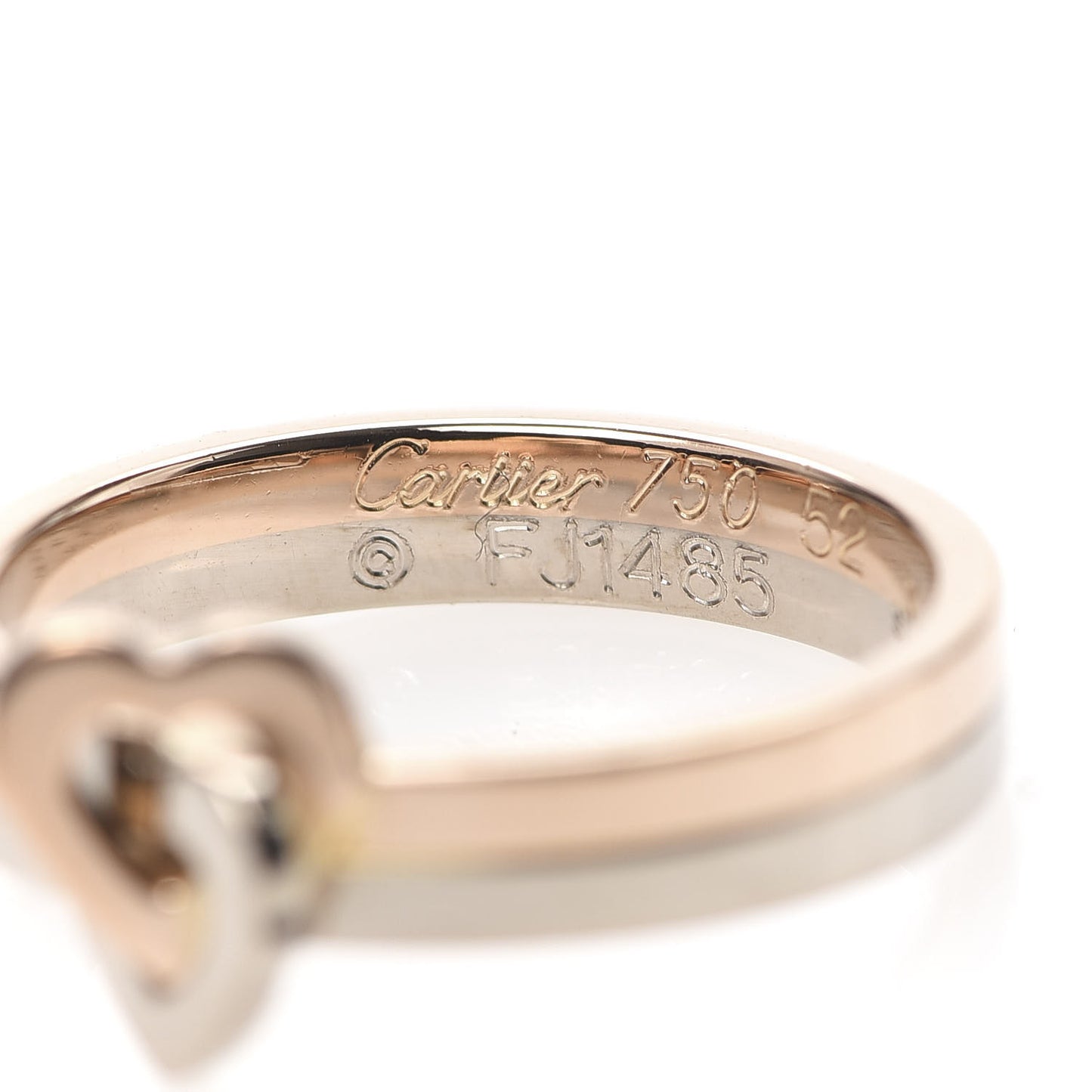 18K White Pink Gold Double Heart Ring 52 6
