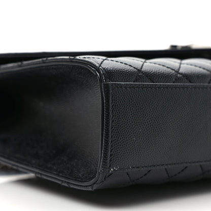 Saint Laurent Grain De Poudre Textured Mixed Matelasse Large Triquilt Monogram Satchel Black 7 of 10