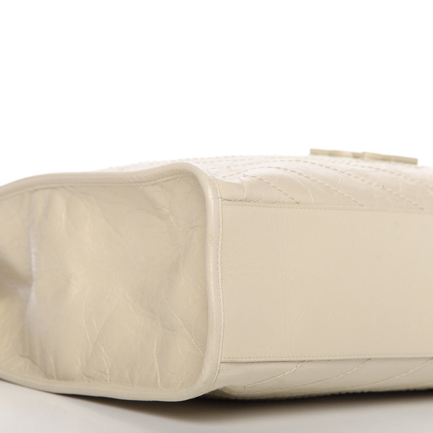 Crinkled Calfskin Matelasse Monogram Niki Shopper Tote Crema Soft